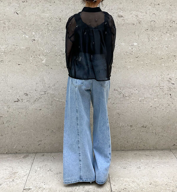 archives「ビーズ花柄刺繍シアーショートシャツ」|シャツ・ブラウス|