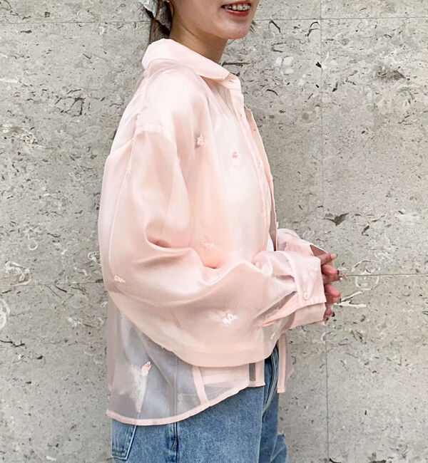 archives「ビーズ花柄刺繍シアーショートシャツ」|シャツ・ブラウス|