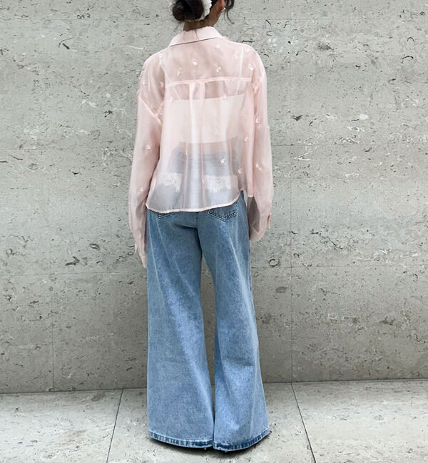 archives「ビーズ花柄刺繍シアーショートシャツ」|シャツ・ブラウス|