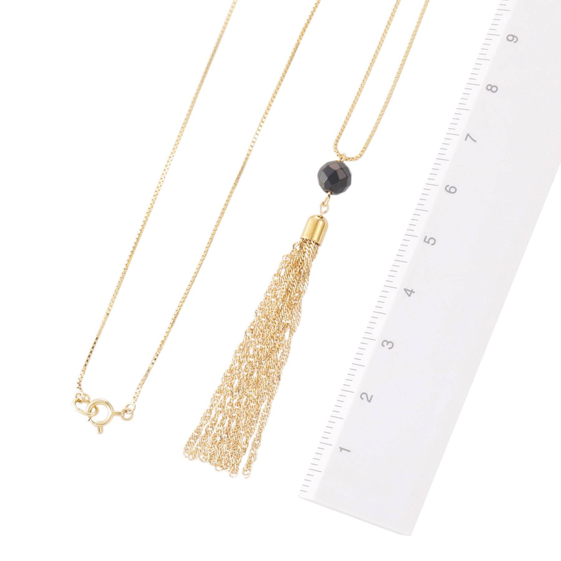 COCOSHNIK「K10カラーストーン（オニキス）タッセル ネックレス」|ネックレス|