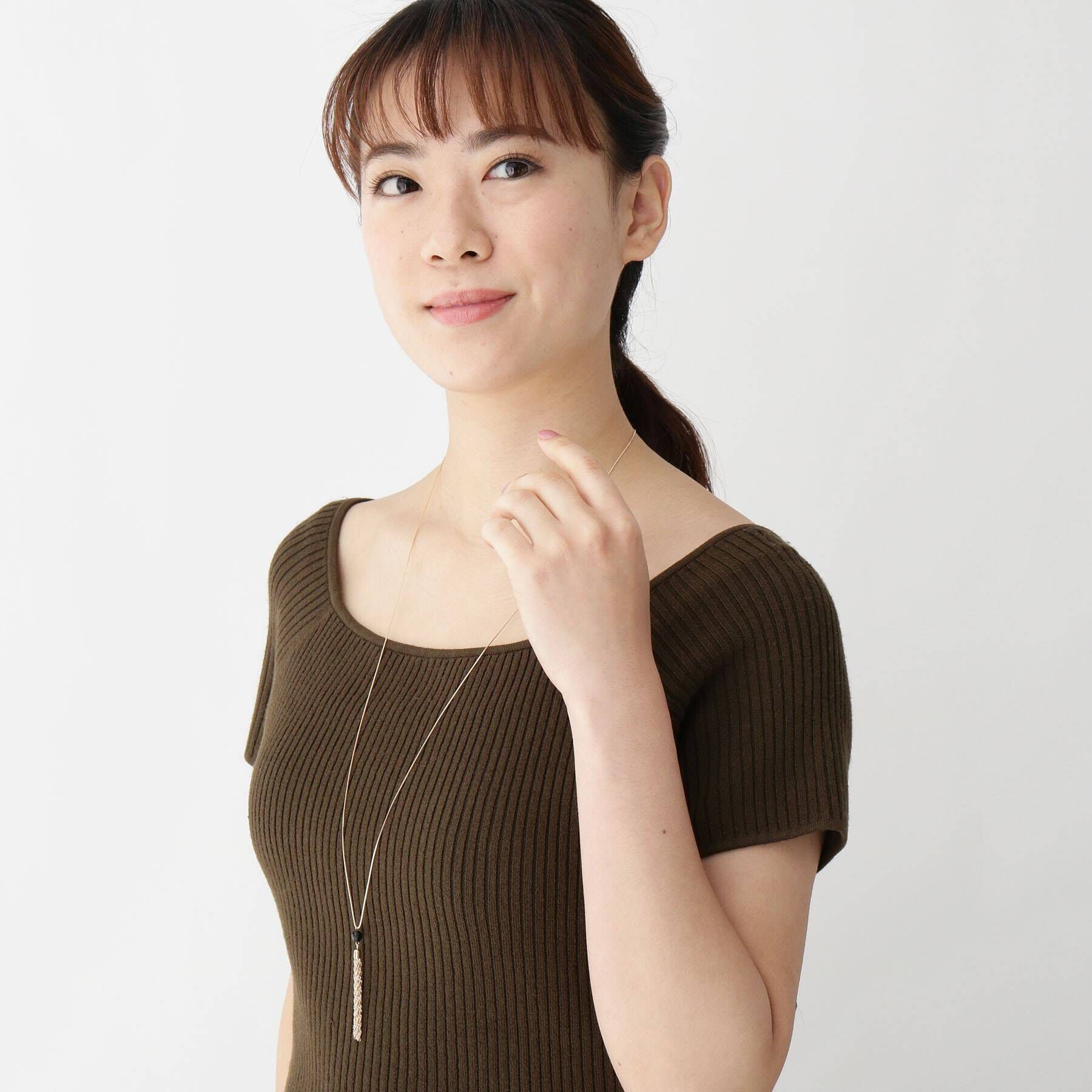 COCOSHNIK「K10カラーストーン（オニキス）タッセル ネックレス」|ネックレス|