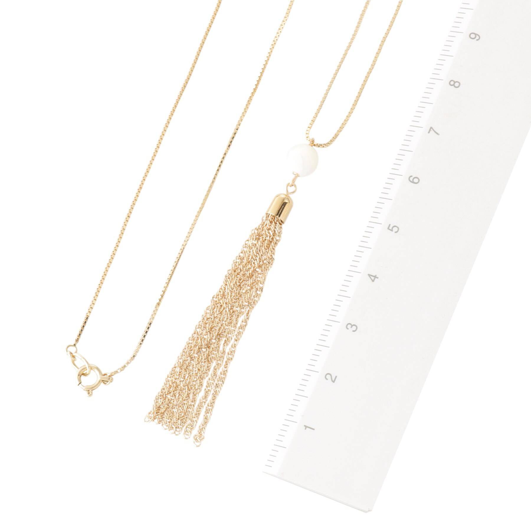 COCOSHNIK「K10カラーストーン（マザーオブパール）タッセル ネックレス」|ネックレス|