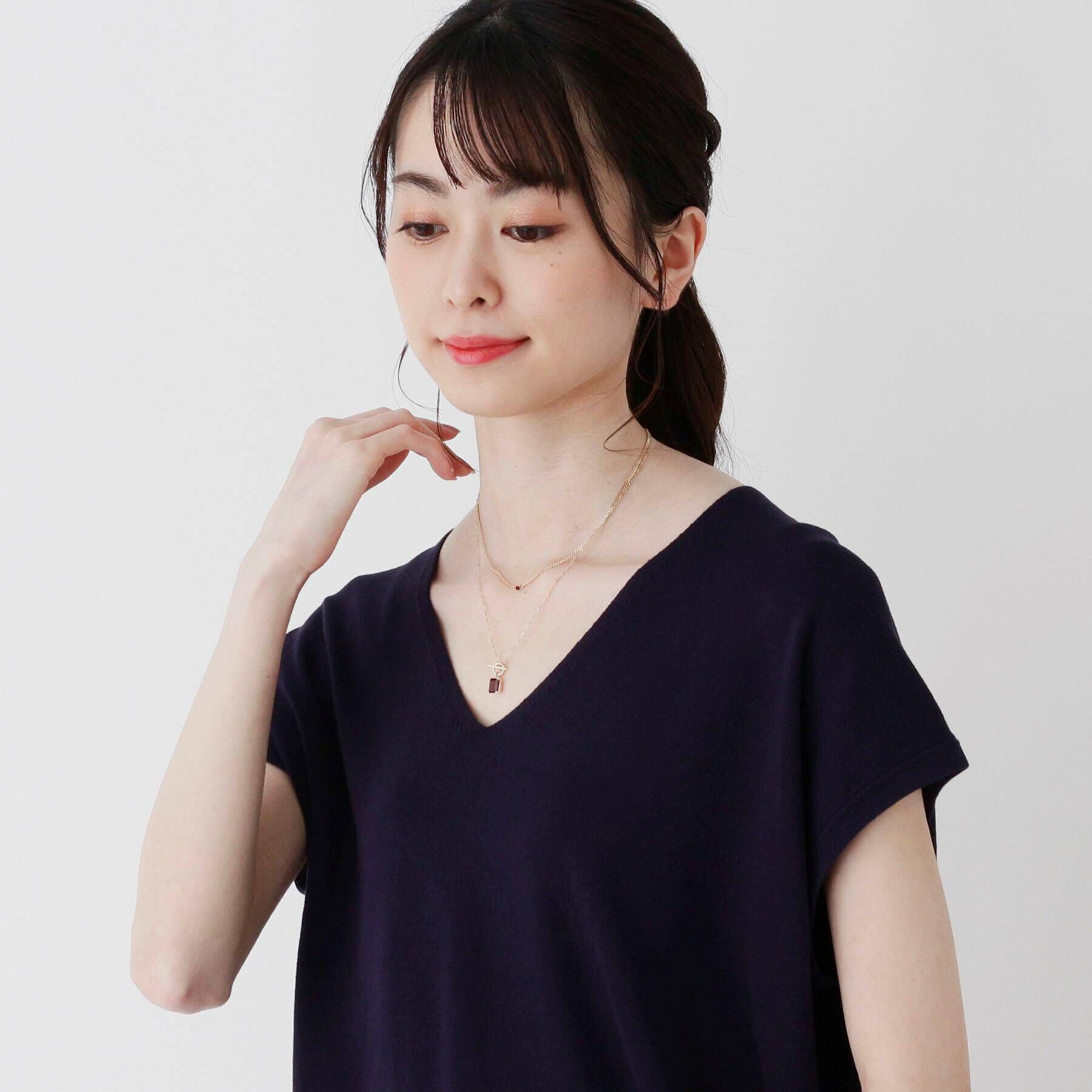 COCOSHNIK「K10カラーストーン（ガーネット）キヘイチェーン ネックレス」|ネックレス|