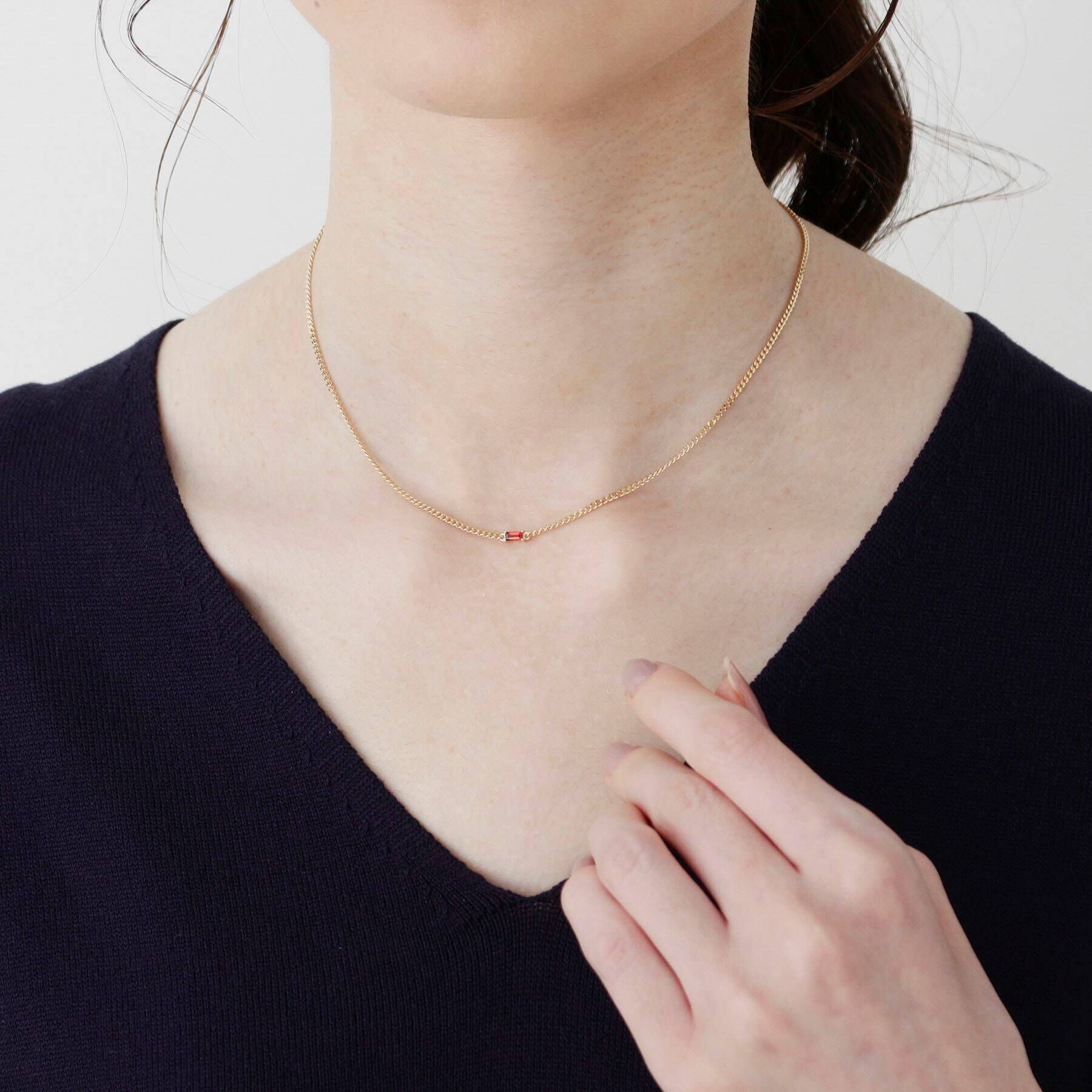 COCOSHNIK「K10カラーストーン（ガーネット）キヘイチェーン ネックレス」|ネックレス|