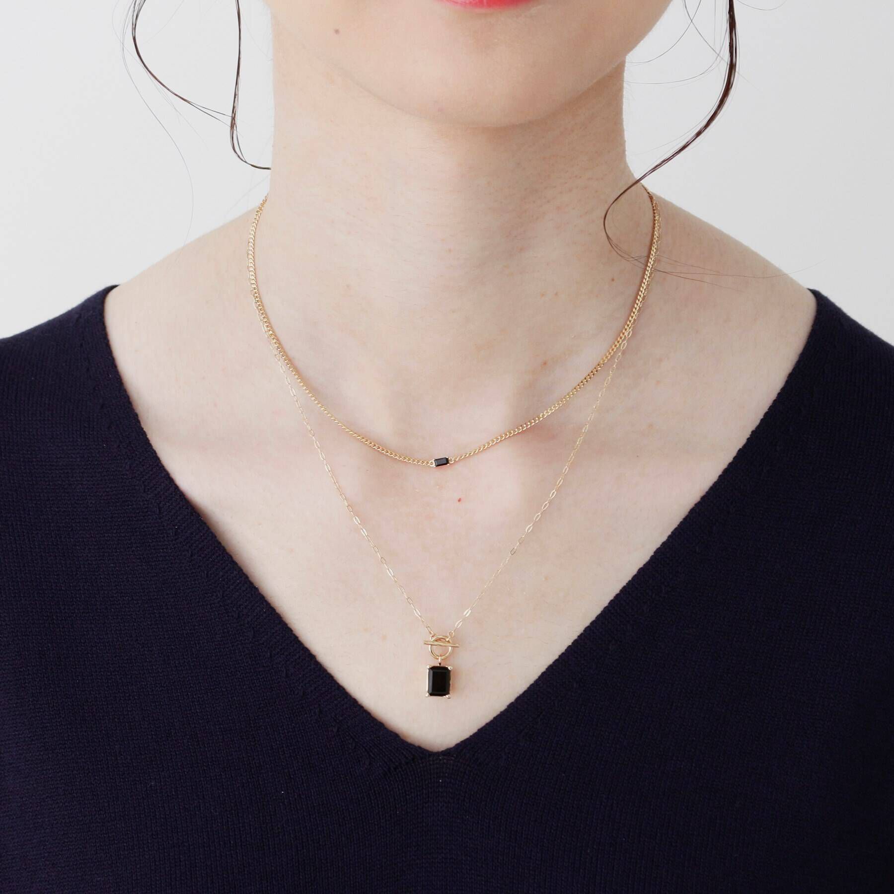 COCOSHNIK「K10カラーストーン（オニキス）キヘイチェーン ネックレス」|ネックレス|