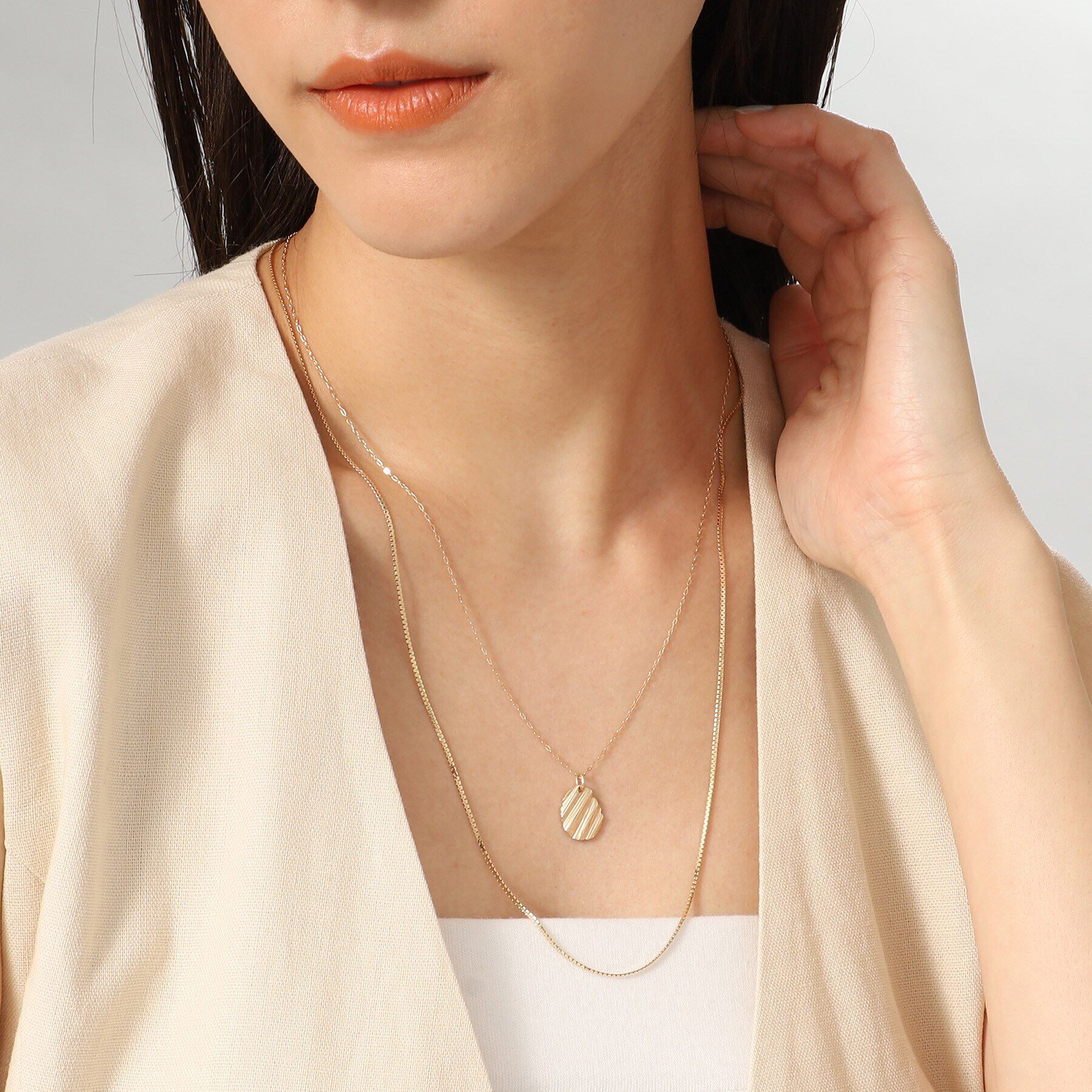 COCOSHNIK「K10ベネチアンフラット ネックレス（60cm）」|ネックレス|