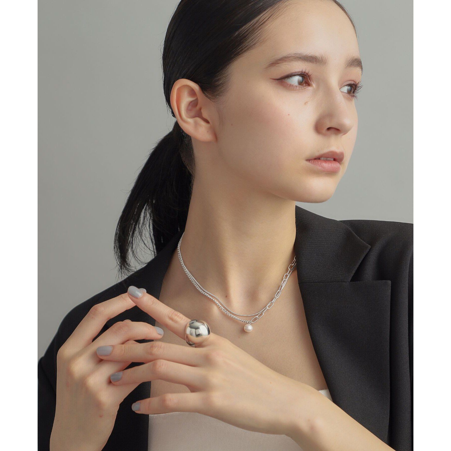 COCOSHNIK ONKITSCH「シルバー デザインチェーン スネークネックレス」|ネックレス|