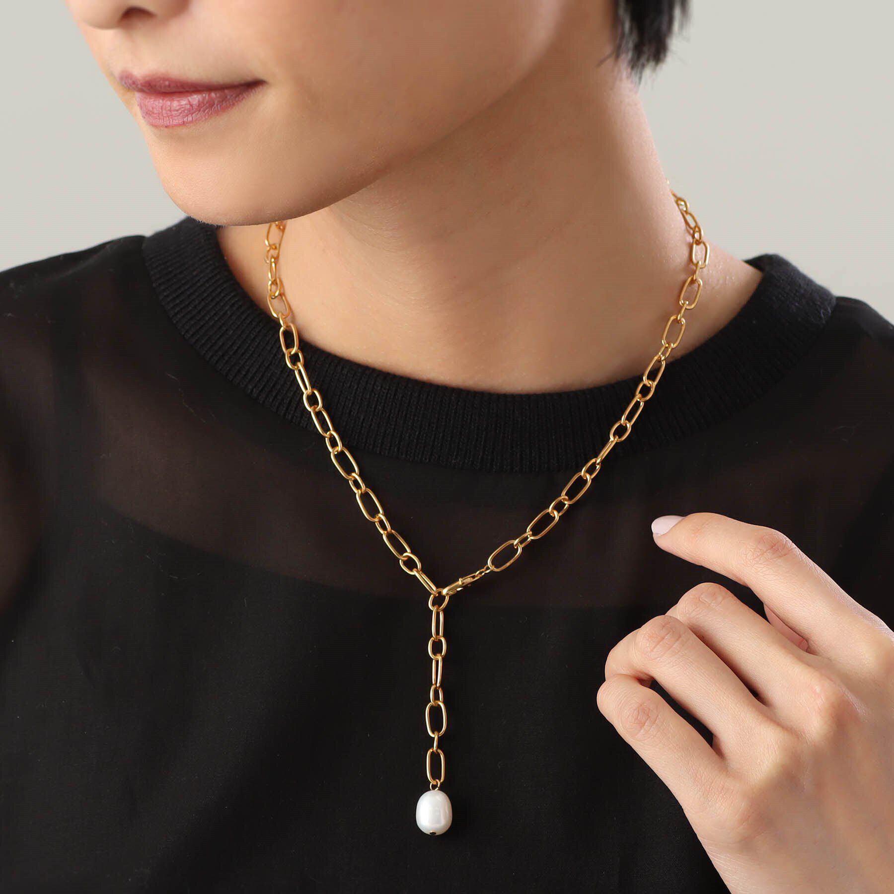 COCOSHNIK ONKITSCH「シルバー バロックパール 2WAYドロップ ネックレス GP」|ネックレス|