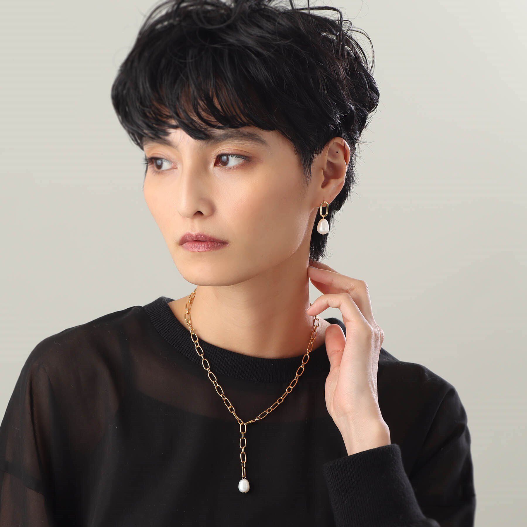 COCOSHNIK ONKITSCH「シルバー バロックパール 2WAYドロップ ネックレス GP」|ネックレス|