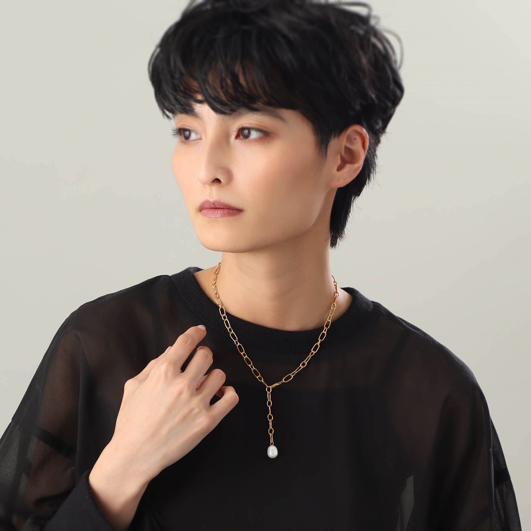 COCOSHNIK ONKITSCH「シルバー バロックパール 2WAYドロップ ネックレス GP」|ネックレス|