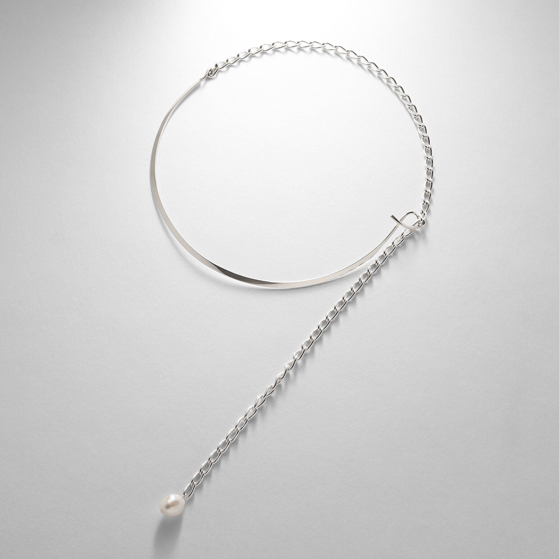 COCOSHNIK ONKITSCH「シルバー マルチチェーンネックレス メタル・パール」|ネックレス|