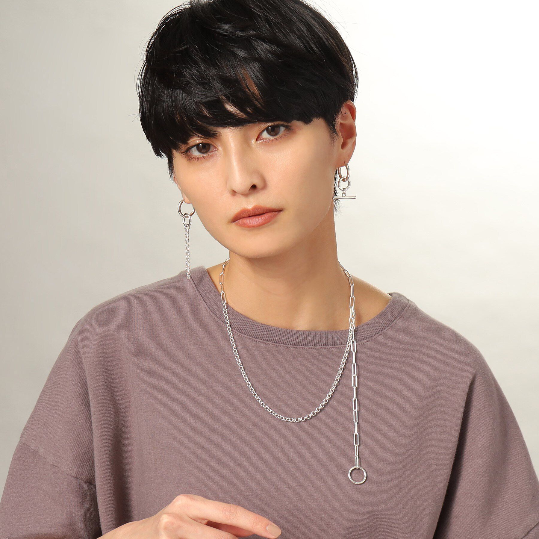 COCOSHNIK ONKITSCH「シルバー マルチチェーンネックレス ミックスチェーン」|ネックレス|