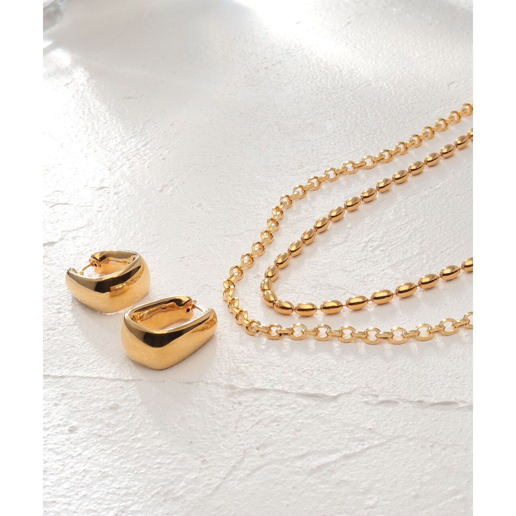 COCOSHNIK ONKITSCH「シルバー デザインチェーン オーバルボールL ネックレス GP」|ネックレス|