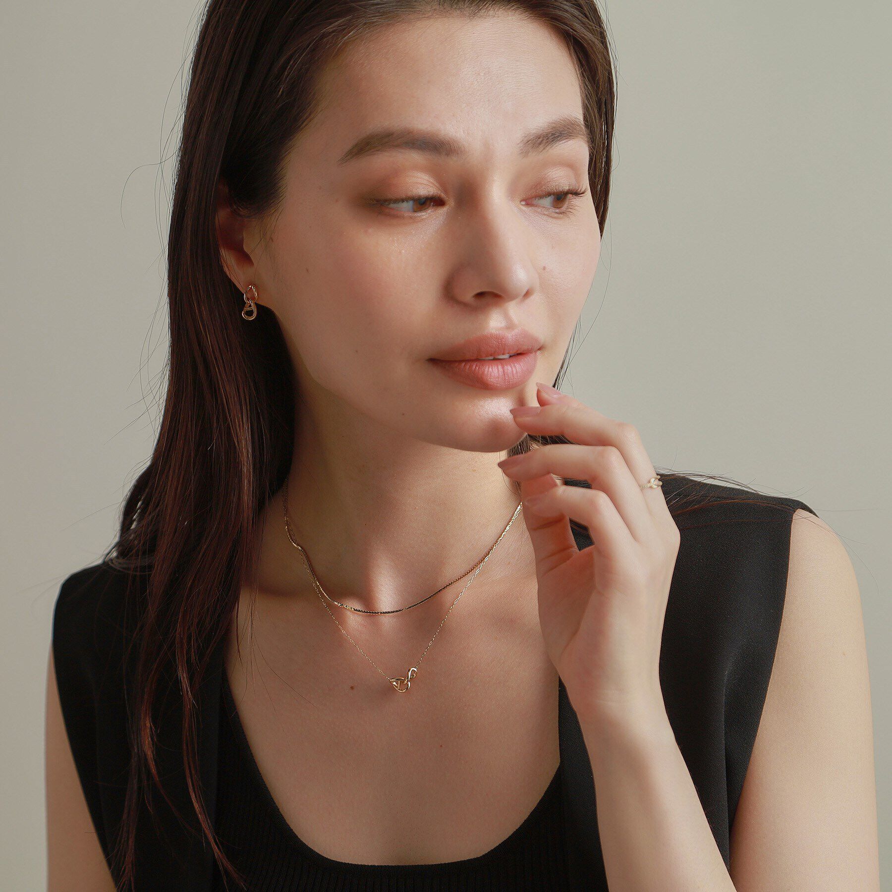 COCOSHNIK「K10マリンモチーフダブル ネックレス」|ネックレス|