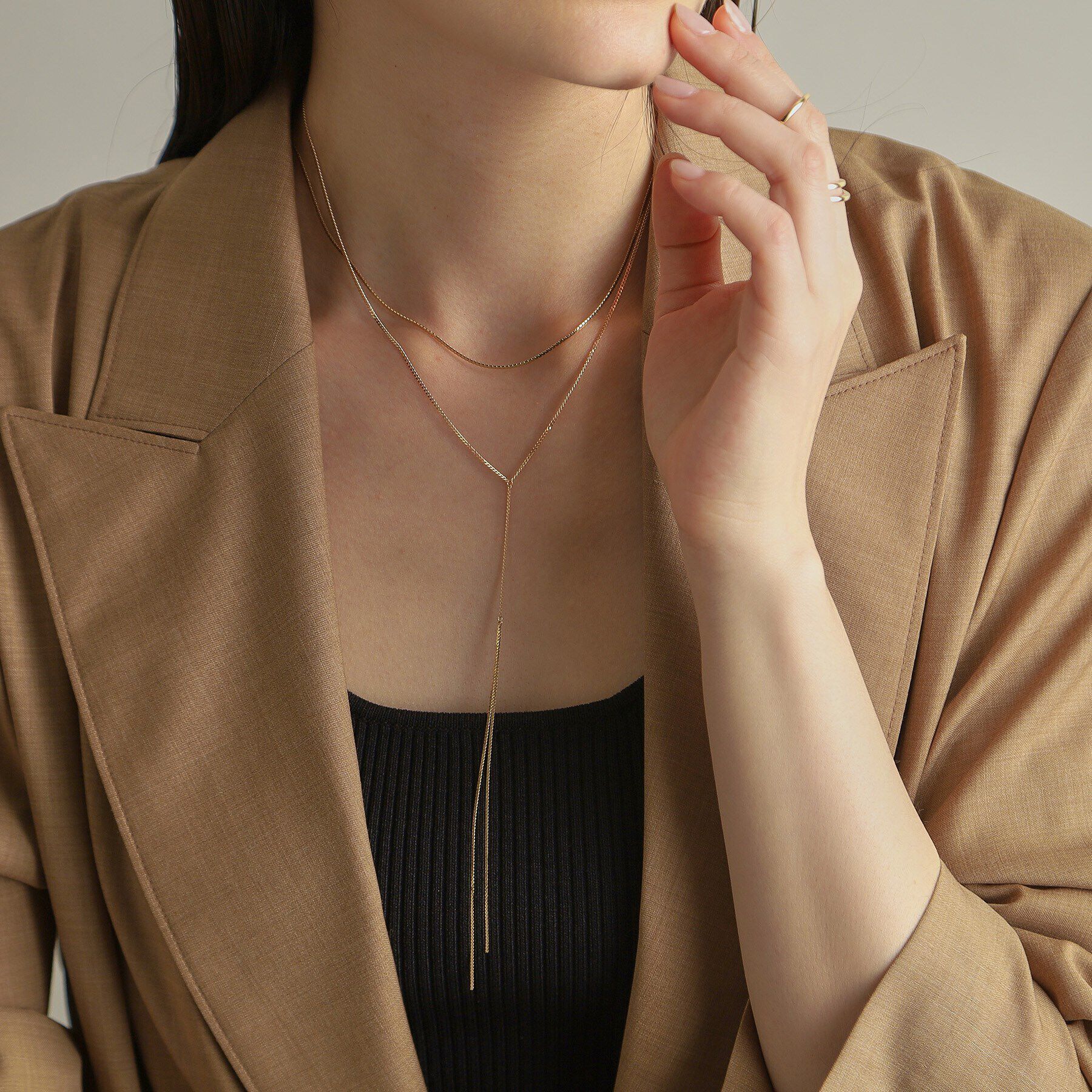 COCOSHNIK「K10キヘイフリンジY ネックレス小」|ネックレス|