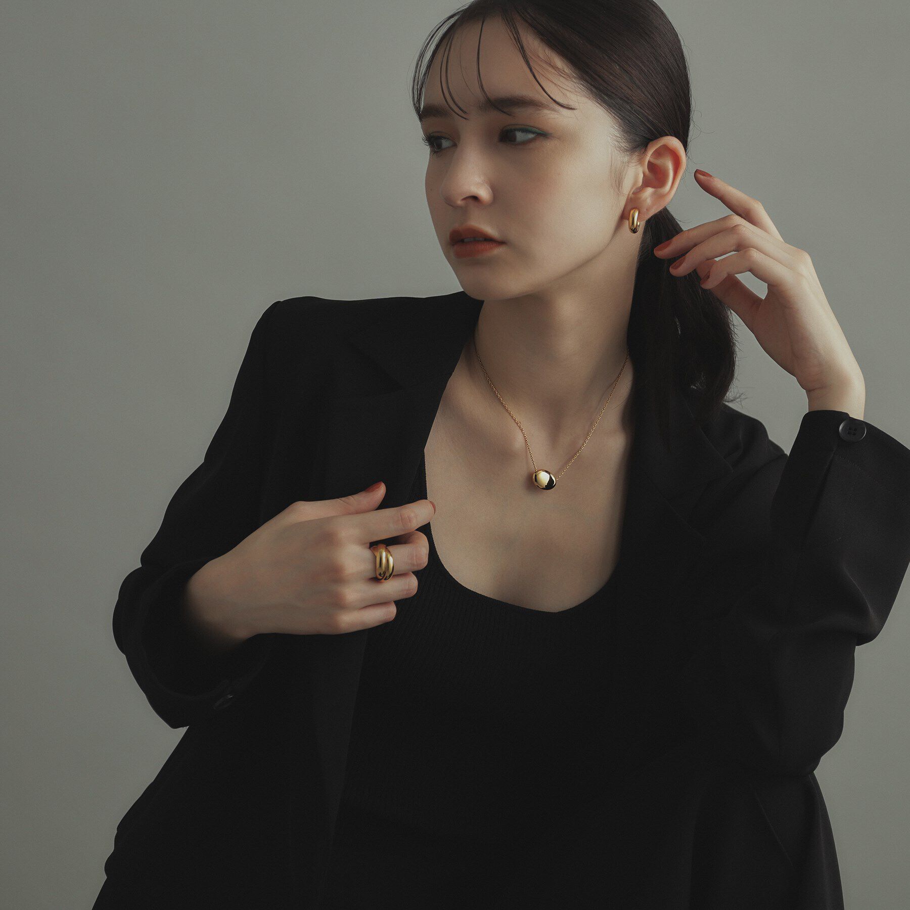 COCOSHNIK ONKITSCH「シルバー ホロウオーバルシェイプネックレスS GP」|ネックレス|