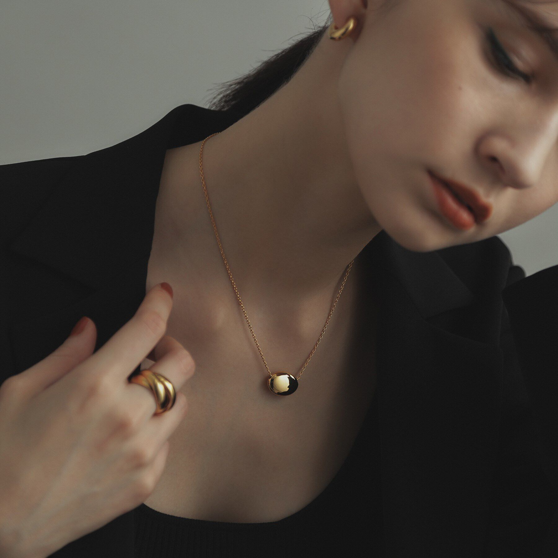 COCOSHNIK ONKITSCH「シルバー ホロウオーバルシェイプネックレスS GP」|ネックレス|