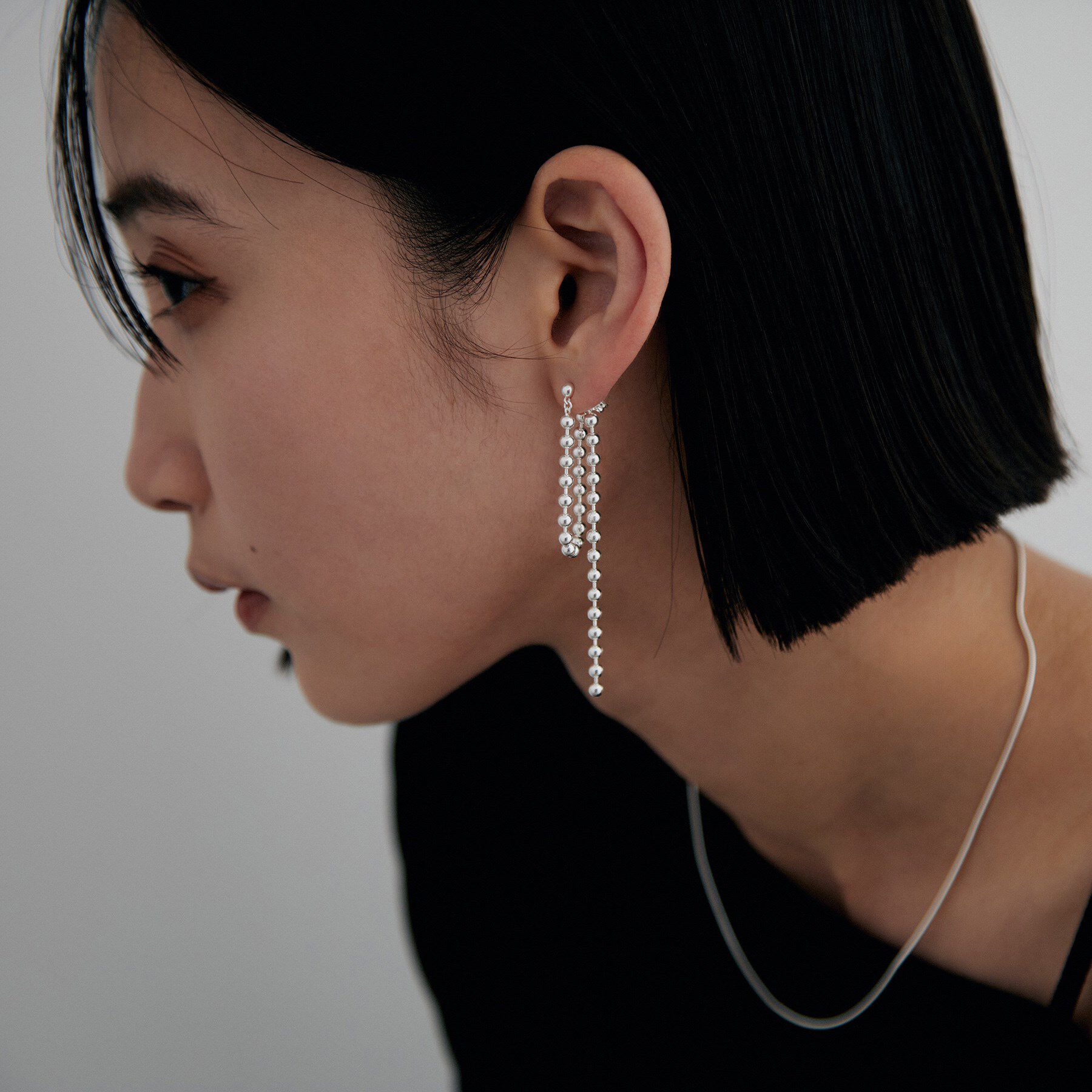COCOSHNIK ONKITSCH「シルバー チェーンピアス ボールループ」|ピアス|