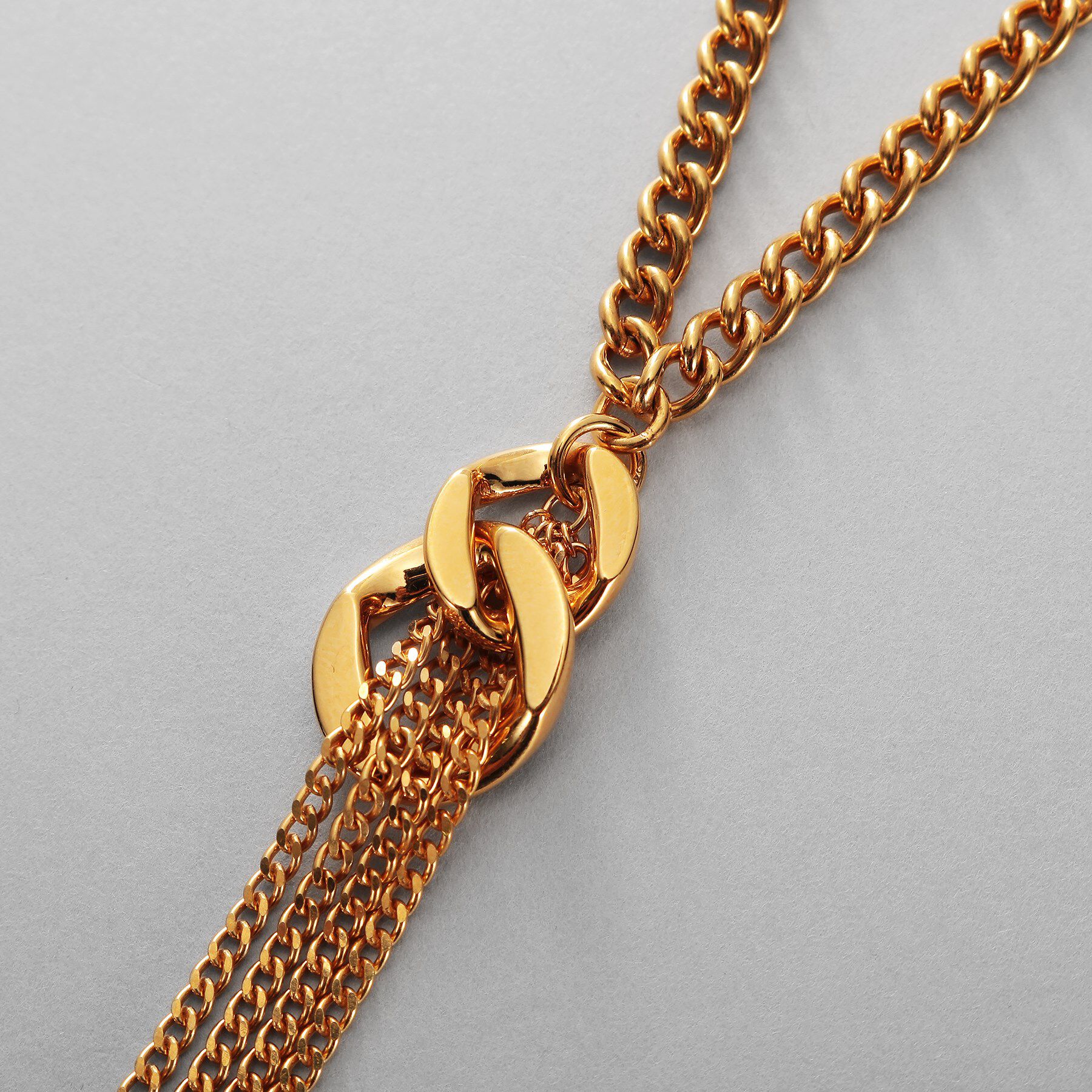 COCOSHNIK ONKITSCH「シルバー カーブチェーンモチーフフリンジネックレス GP」|ネックレス|