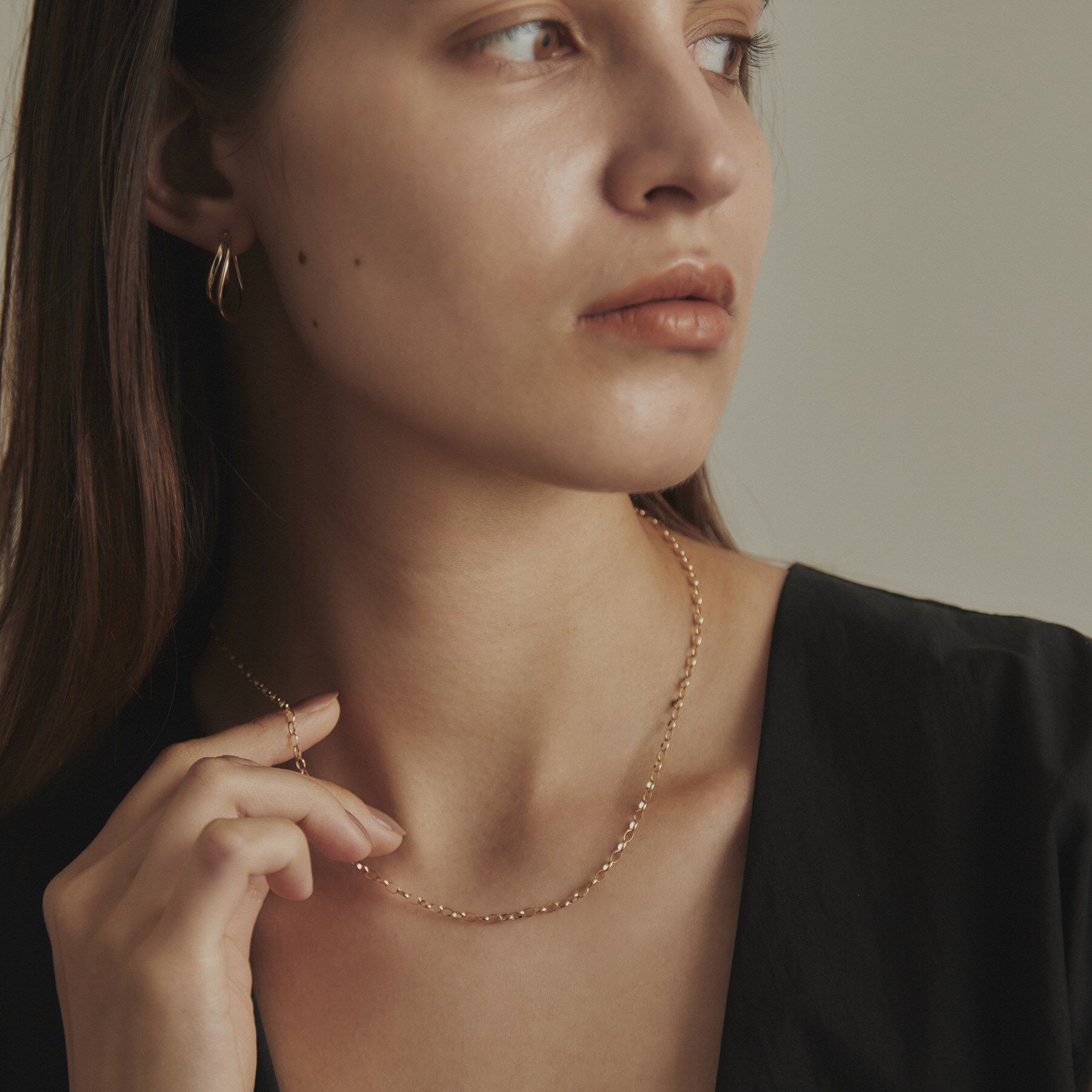 COCOSHNIK「K10甲丸カットケーブル ネックレス」|ネックレス|