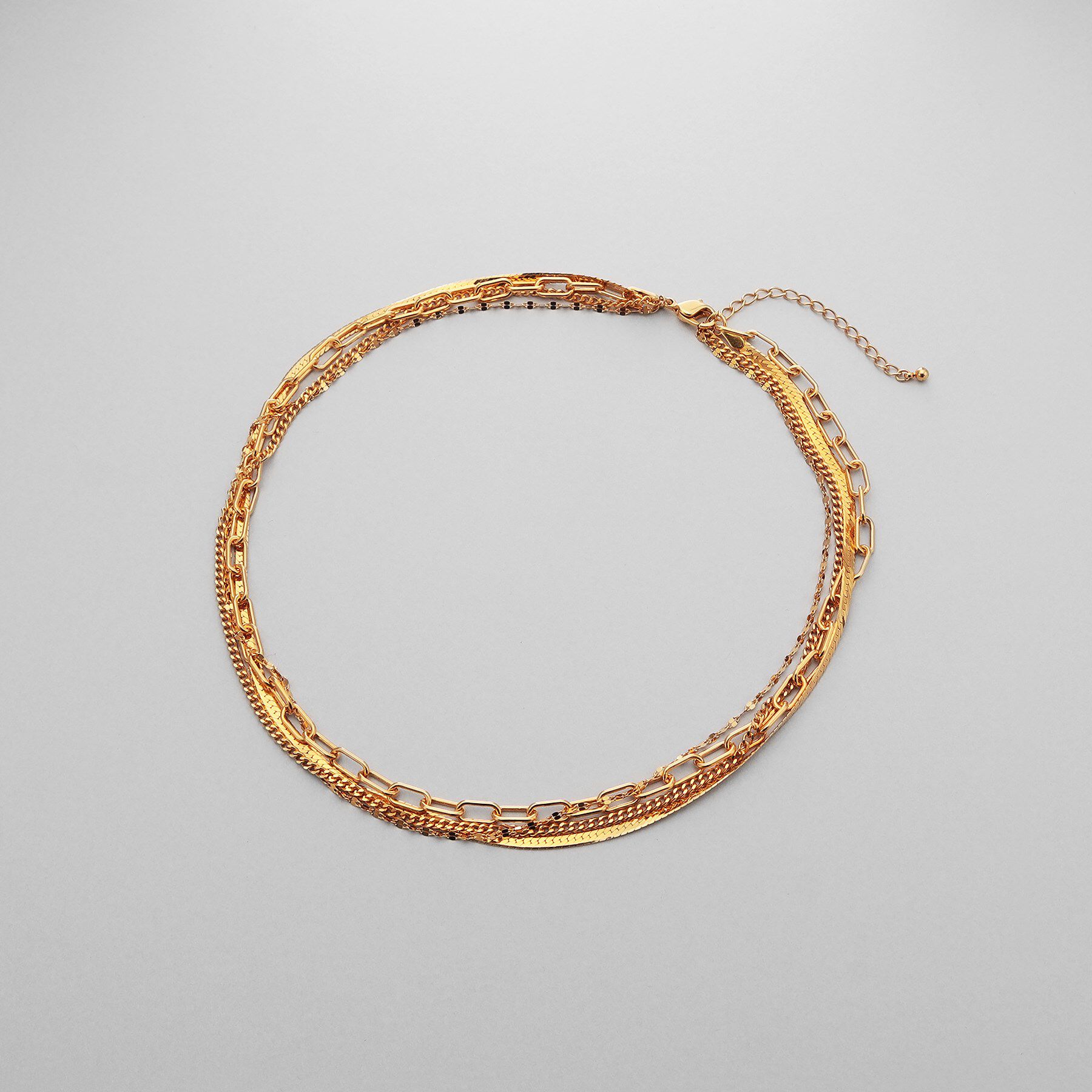 COCOSHNIK ONKITSCH「シルバー コンビネーションチェーン クアッドネックレス GP」|ネックレス|