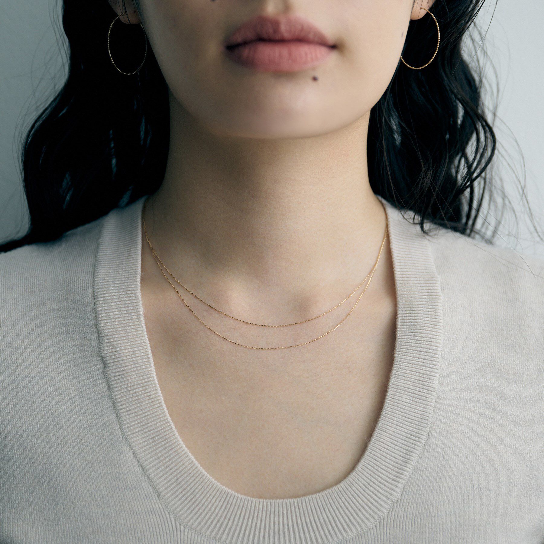 COCOSHNIK ONKITSCH「K10スキニードレープネックレス ミラーカット」|ネックレス|