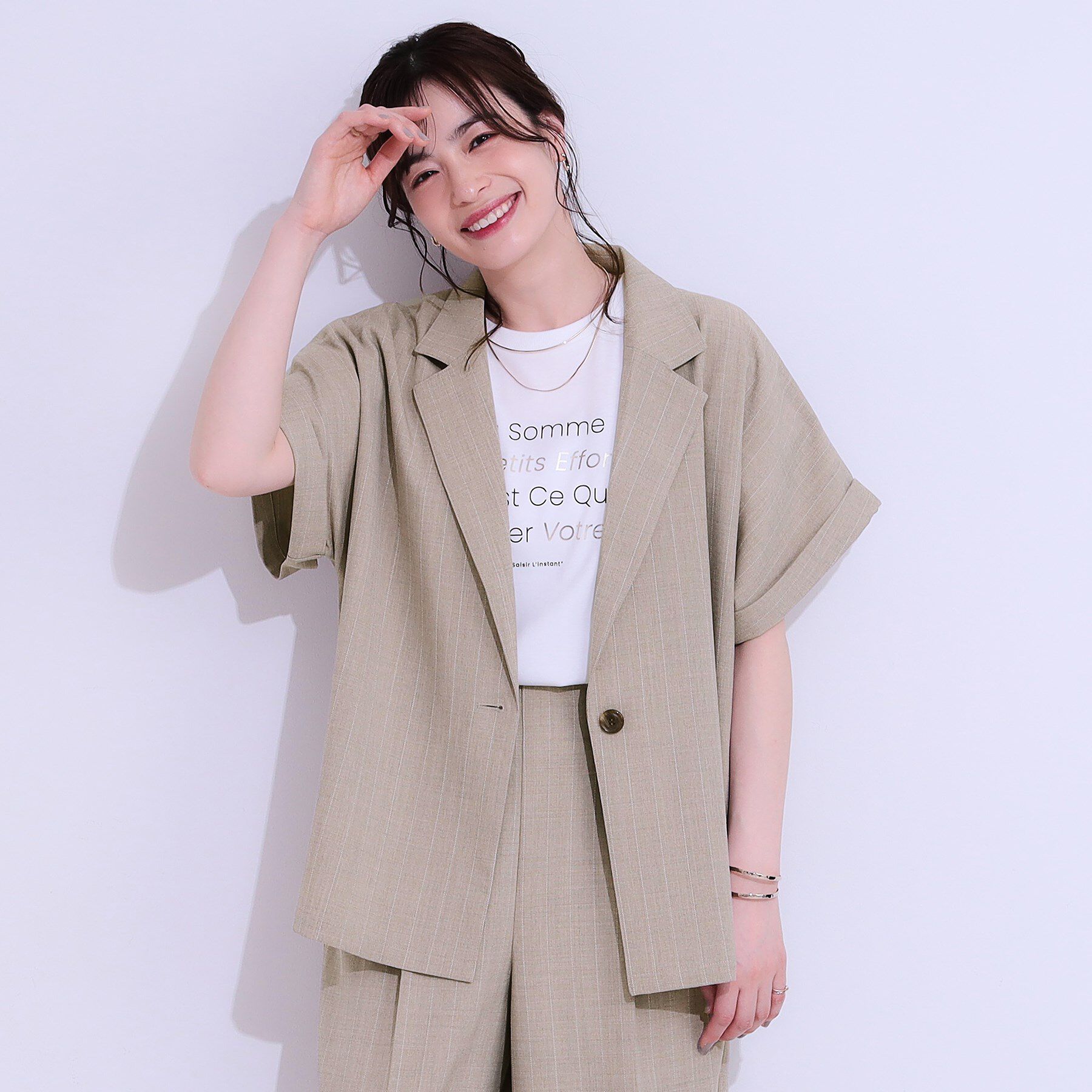 SHOO･LA･RUE「【セットアップ可】麻調半袖ジャケット」|テーラードジャケット|