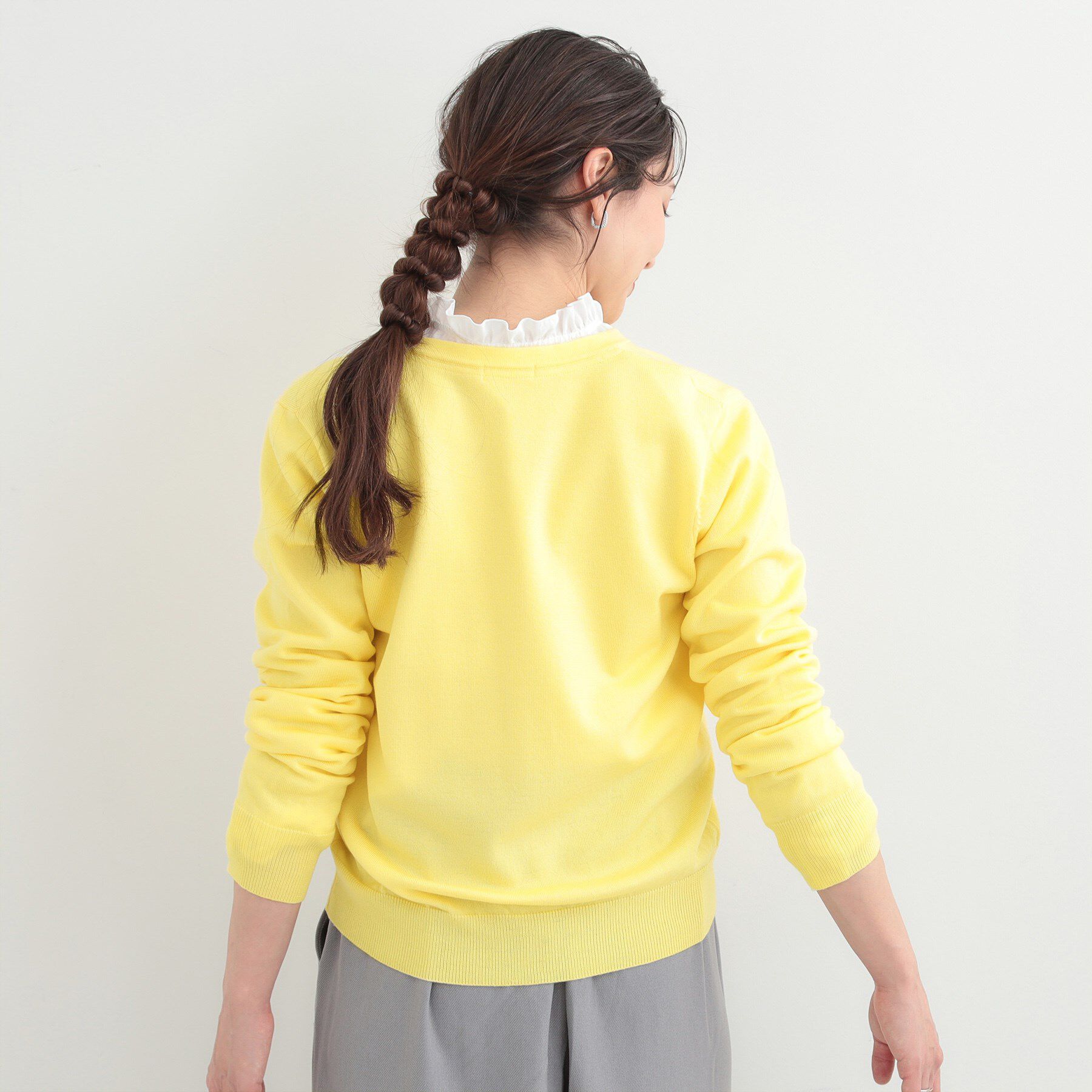 SHOO･LA･RUE「【洗濯機可/S-LL/アンサンブル可】シンプルきれい見え クルーネックカーディガン」|カーディガン|