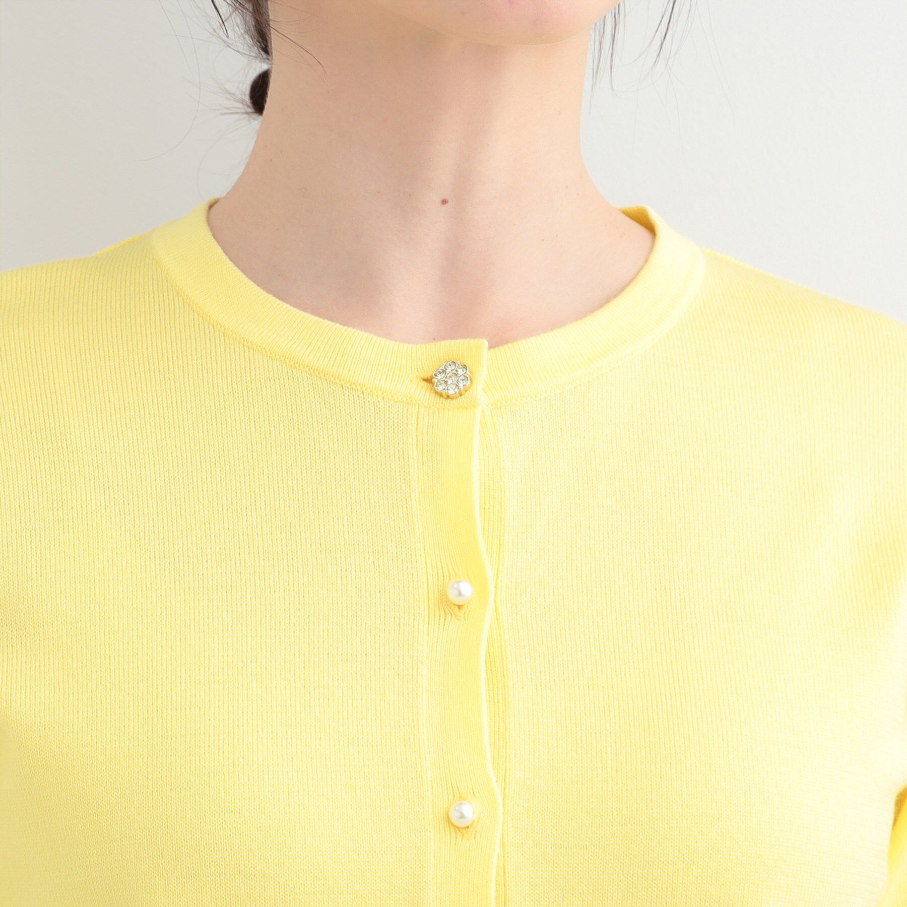 SHOO･LA･RUE「【洗濯機可/S-LL/アンサンブル可】シンプルきれい見え クルーネックカーディガン」|カーディガン|