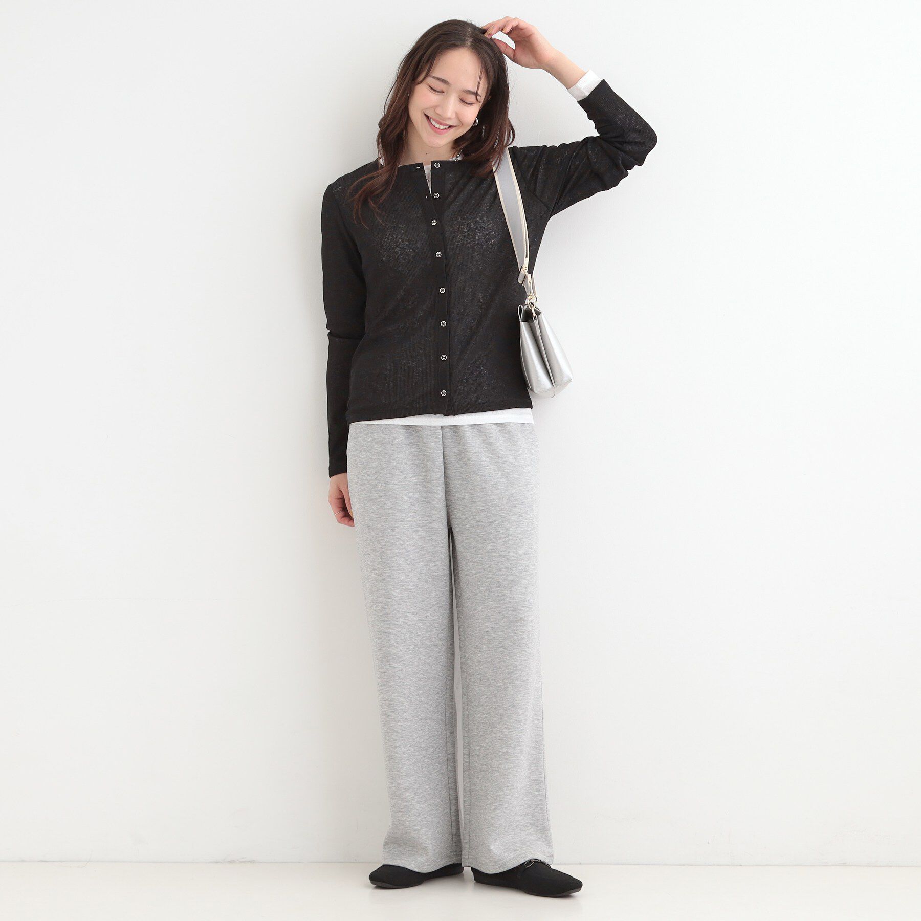 SHOO･LA･RUE「【2点セット/洗濯機可/S-LL】こなれ感あるレイヤードスタイルが即完成 シアーカーディガン+ロンT」|その他|