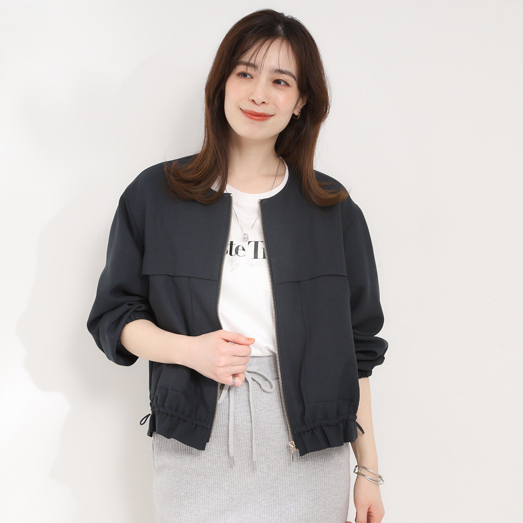 SHOO･LA･RUE「ドロストノーカラーブルゾン」|ブルゾン・スタジャン|