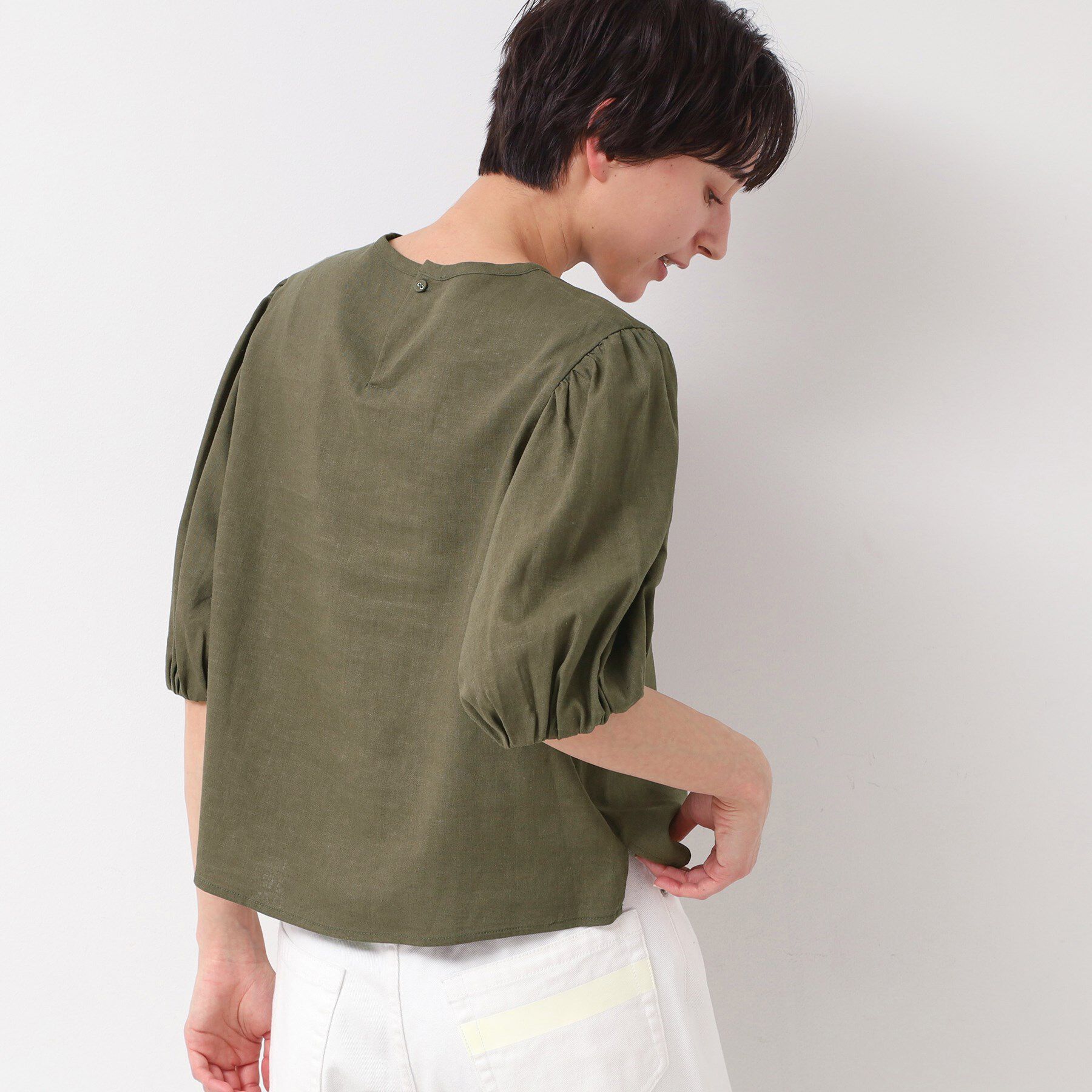 Dessin「【洗える】パフスリーブブラウス（XS～L）」|シャツ・ブラウス|カーキ(027)