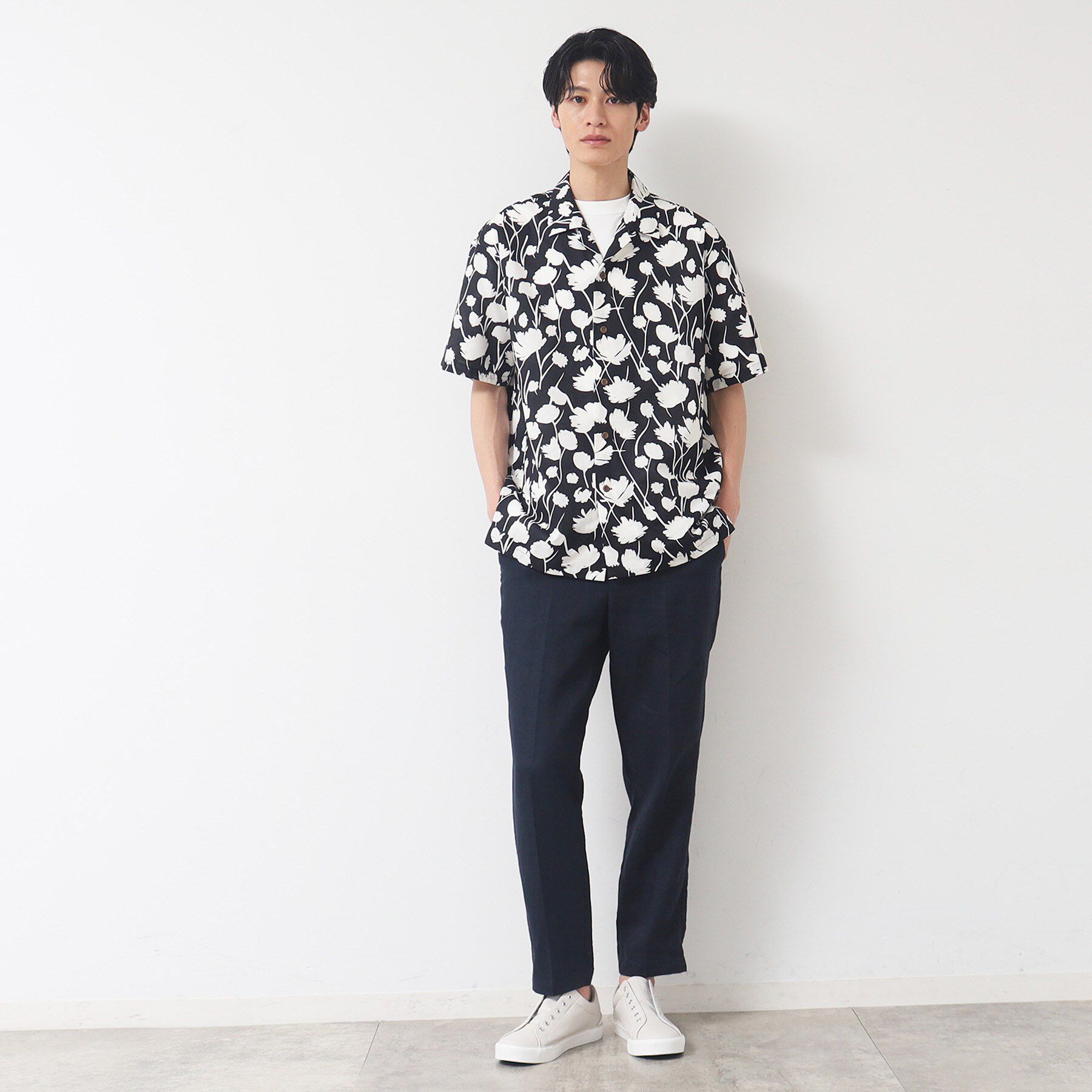 Dessin「【洗える】フラワープリント開襟シャツ」|シャツ・ブラウス|