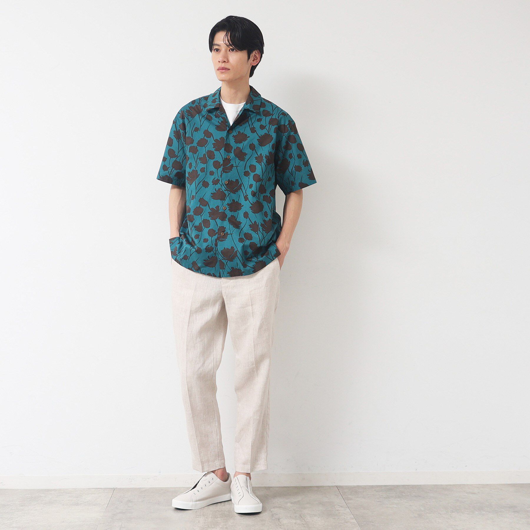 Dessin「【洗える】フラワープリント開襟シャツ」|シャツ・ブラウス|