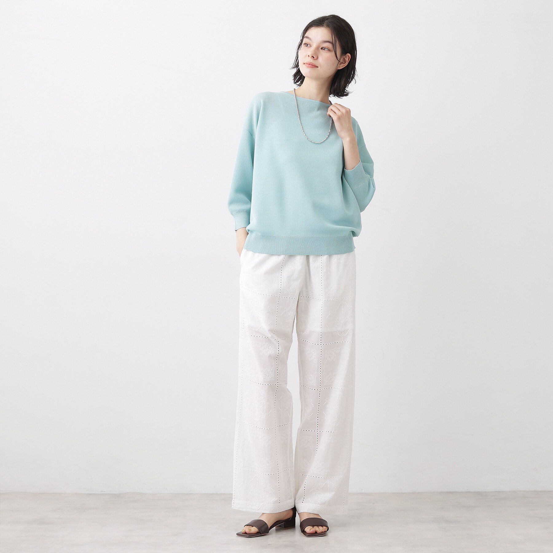 Dessin「【セットアップ可/ウエストゴム】刺繍スクエアレースワイドパンツ」|その他|