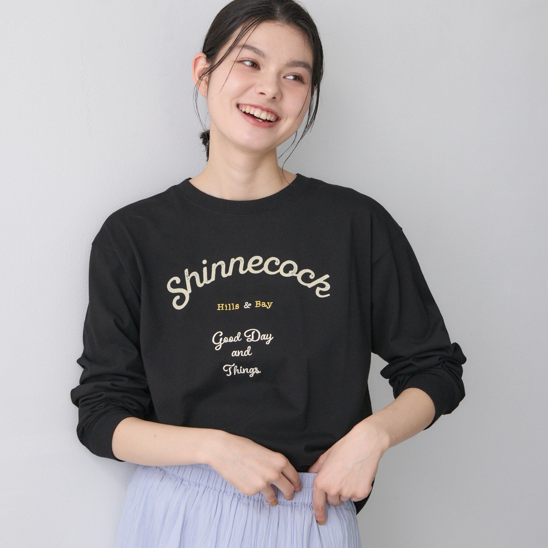 Dessin「【洗える】コットンロゴロングTシャツ」|Tシャツ・カットソー|ブラック(019)