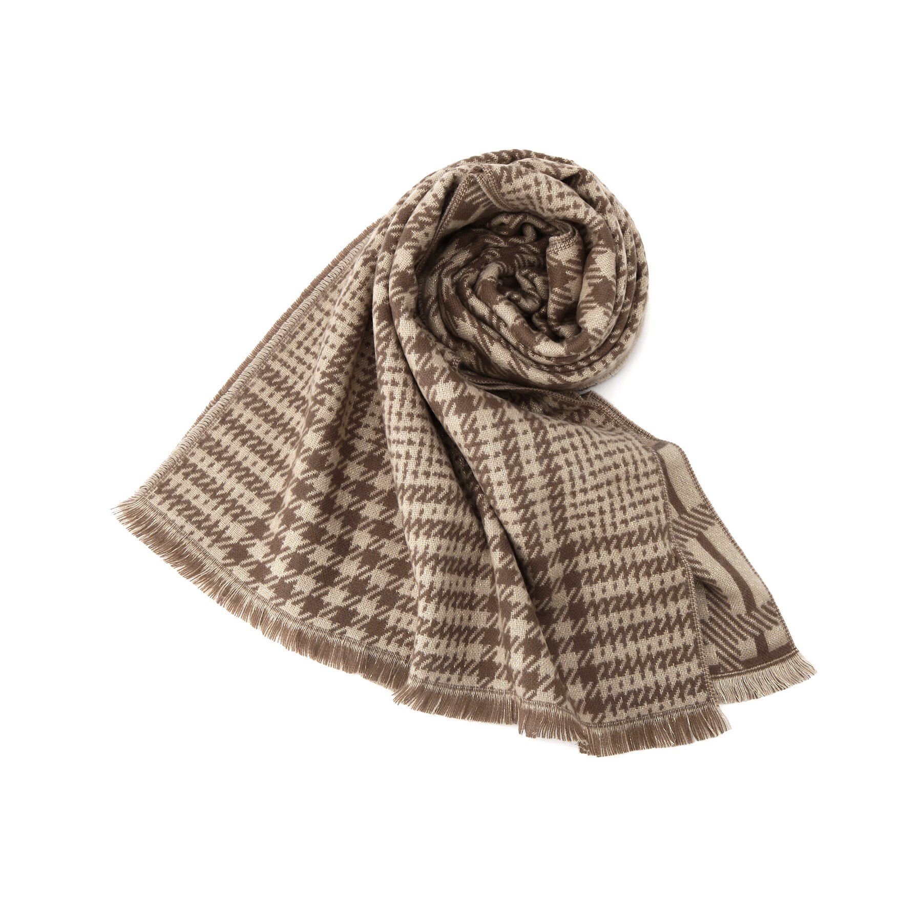 ITS&rsquo;DEMO「【手洗い可】ラメチェック切替ストール」|ストール|ベージュ(252)