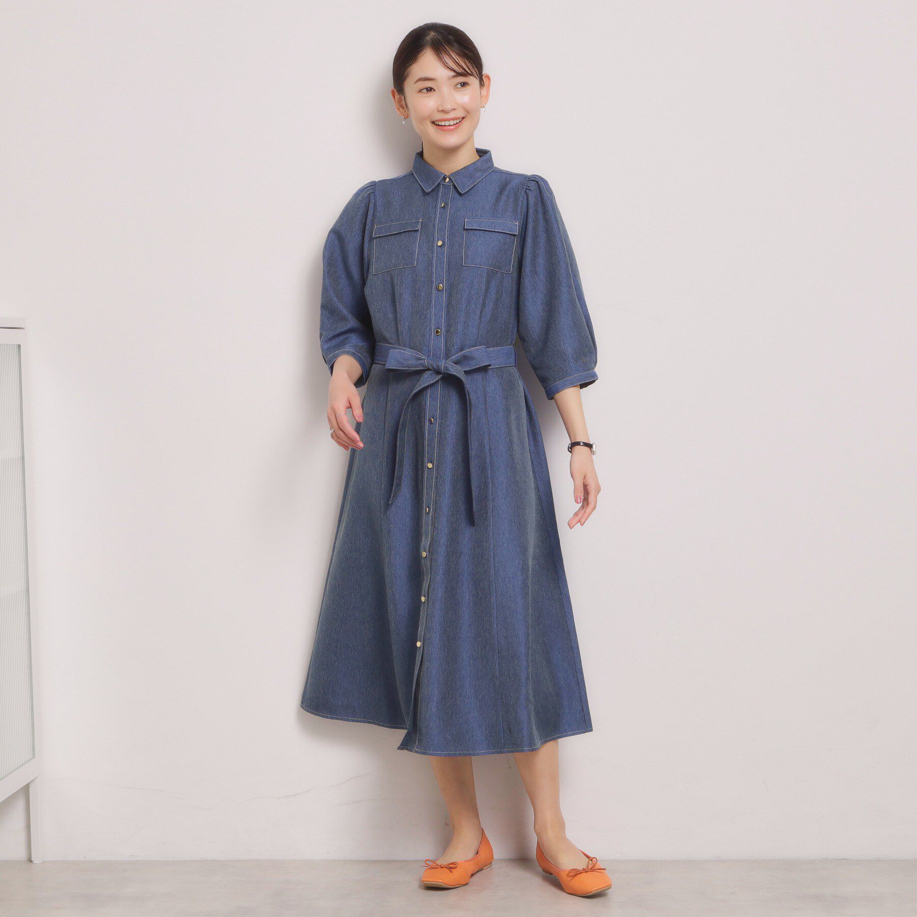 ITS&rsquo;DEMO「【洗濯機OK】デニム風ワンピース」|ワンピース|