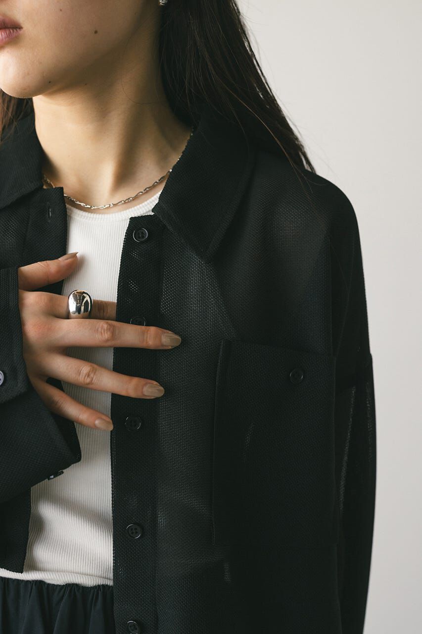 STYLEMIXER「ワイドスリーブメッシュショートシャツ」|シャツ・ブラウス|