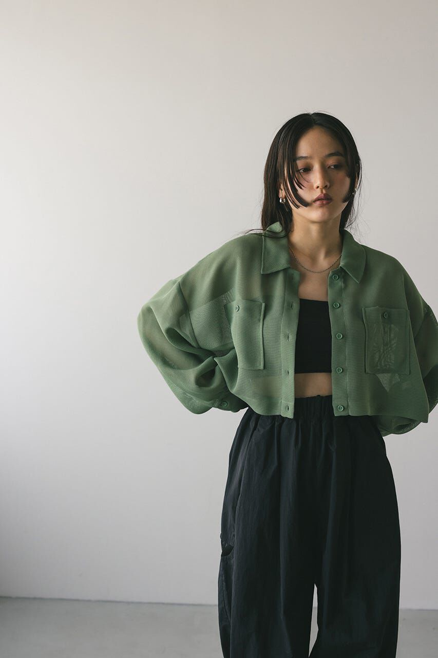 STYLEMIXER「ワイドスリーブメッシュショートシャツ」|シャツ・ブラウス|