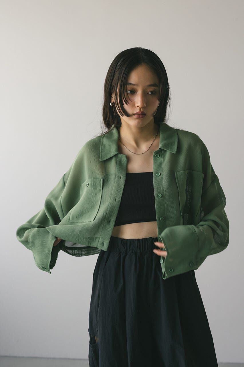 STYLEMIXER「ワイドスリーブメッシュショートシャツ」|シャツ・ブラウス|