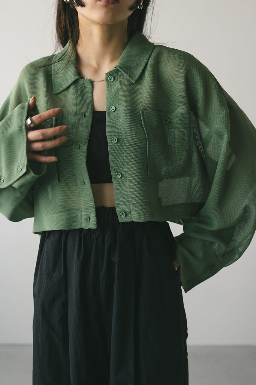 STYLEMIXER「ワイドスリーブメッシュショートシャツ」|シャツ・ブラウス|