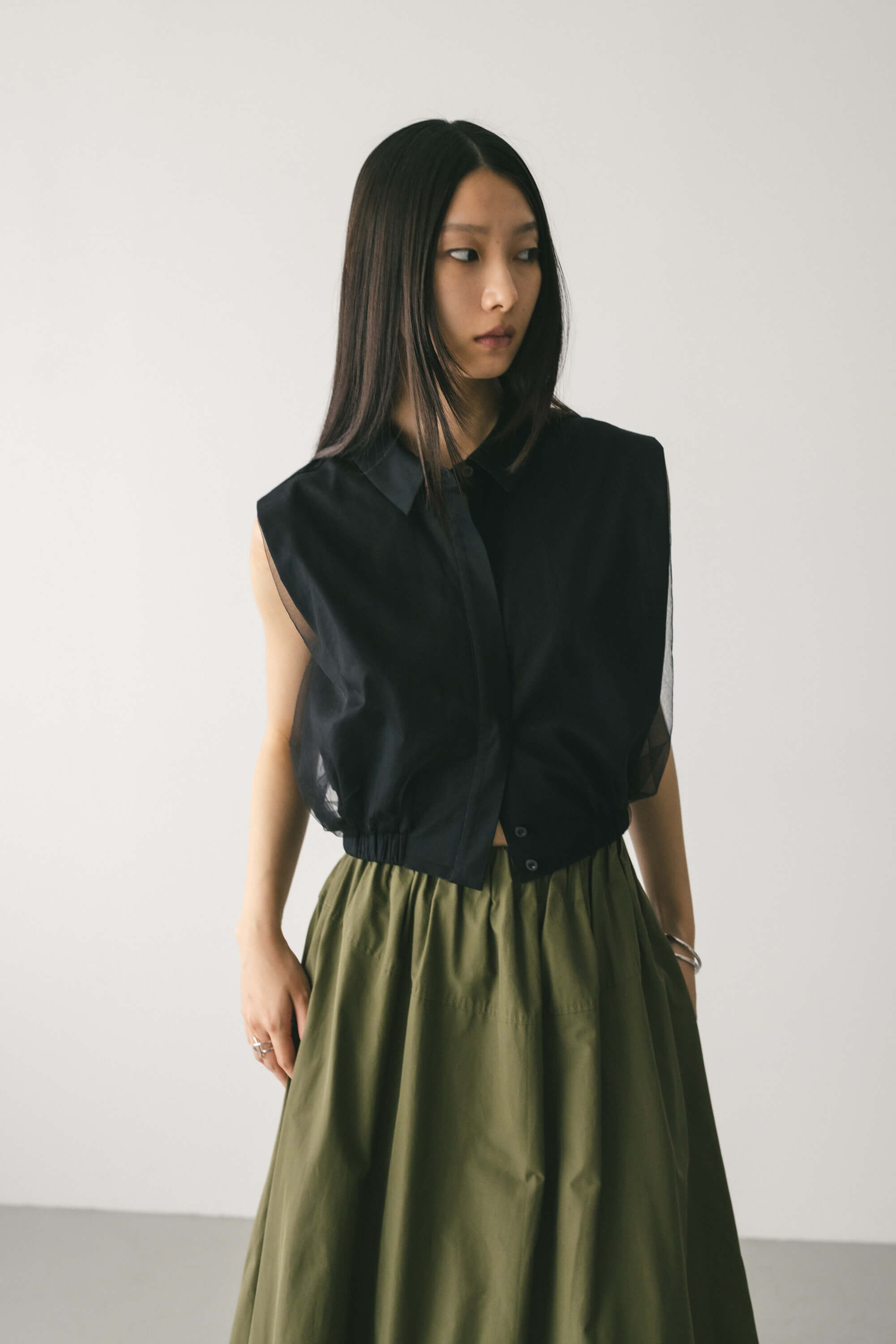 STYLEMIXER「チュールレイヤードシャツ」|タンクトップ|