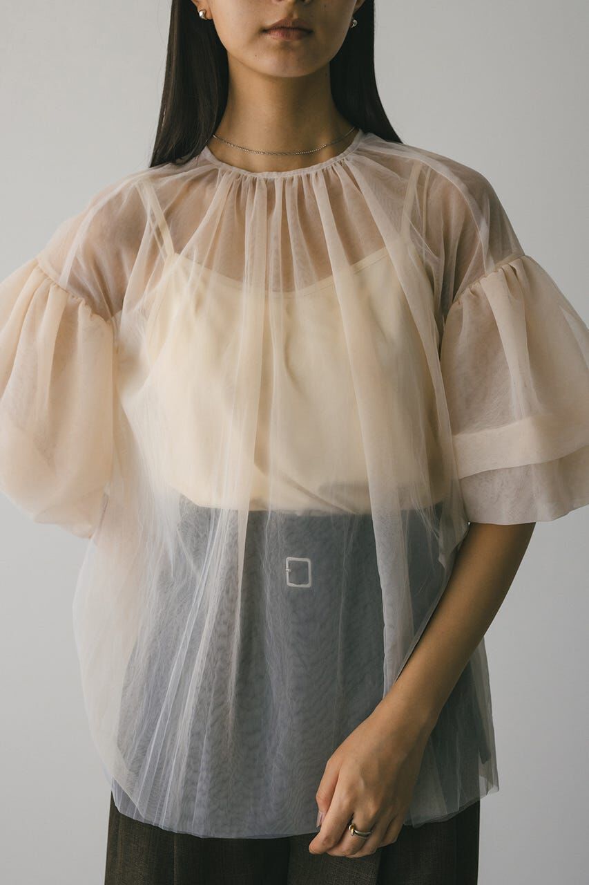 STYLEMIXER「ギャザースリーブチュールトップ」|シャツ・ブラウス|