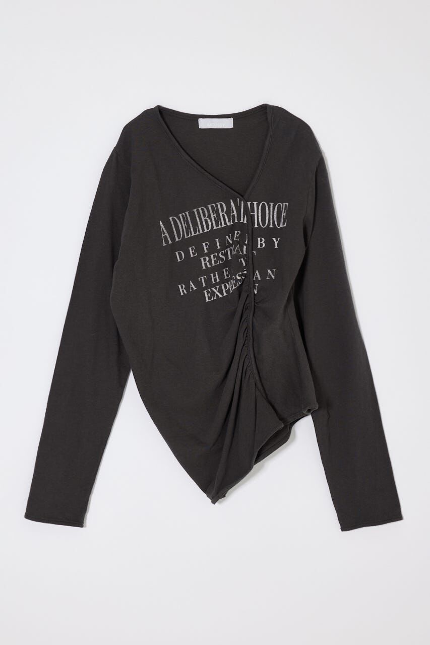 MOUSSY「FRONT GATHER DOCKING L/S トップス」|Tシャツ・カットソー|