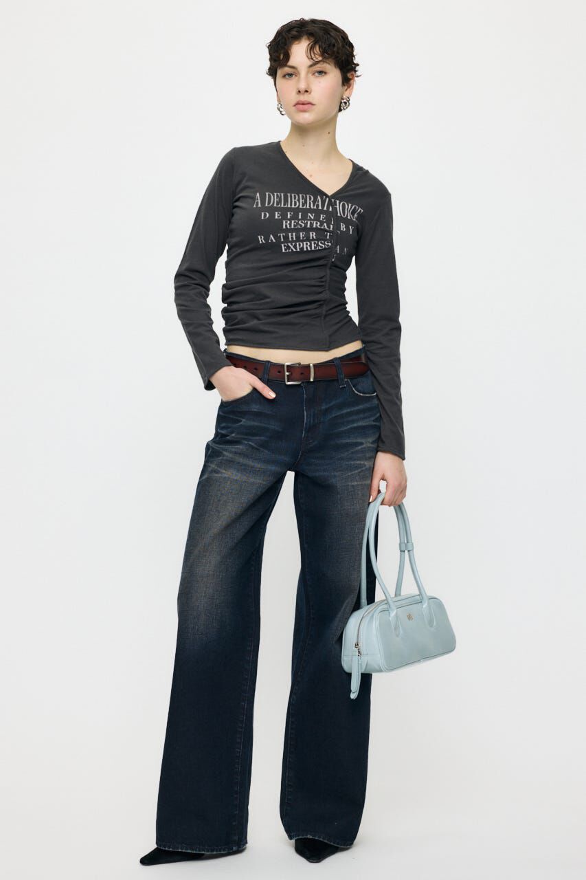 MOUSSY「FRONT GATHER DOCKING L/S トップス」|Tシャツ・カットソー|