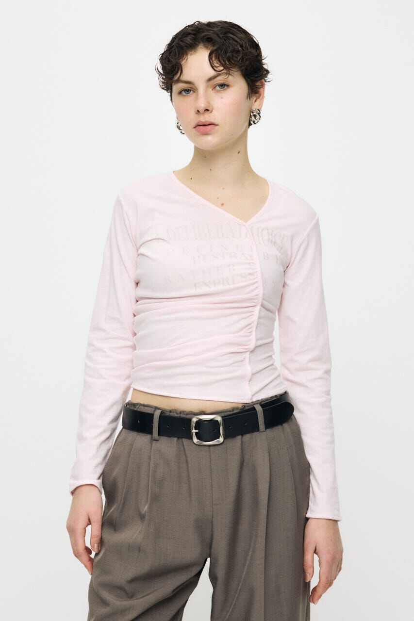 MOUSSY「FRONT GATHER DOCKING L/S トップス」|Tシャツ・カットソー|L/PNK1