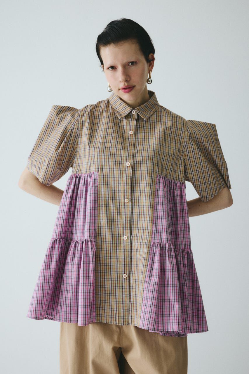 HeRIN.CYE「Side gather Aline blouse」|シャツ・ブラウス|柄BEG5