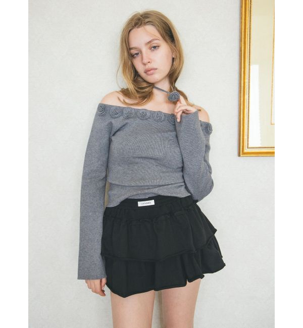 CALNAMUR「3Dローズチョーカー付きニット」|ニット・セーター|