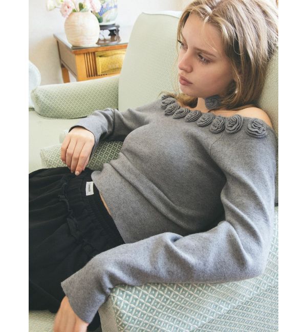 CALNAMUR「3Dローズチョーカー付きニット」|ニット・セーター|